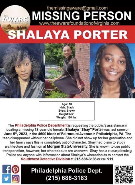 shalaya porter missing philadelphia|missing philadelphia.